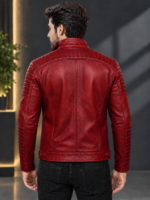 Tingle Red Leather Jacket for men - Image 3