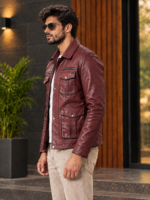 Black Quilted Leather Field Jacket - Image 5