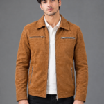 Suede Zip-Up leather jacket for Men