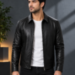 Oxford Classic Leather Jacket Zip-Up  for Men