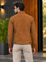 Tan Suede leather-Style jacket for men - Image 3