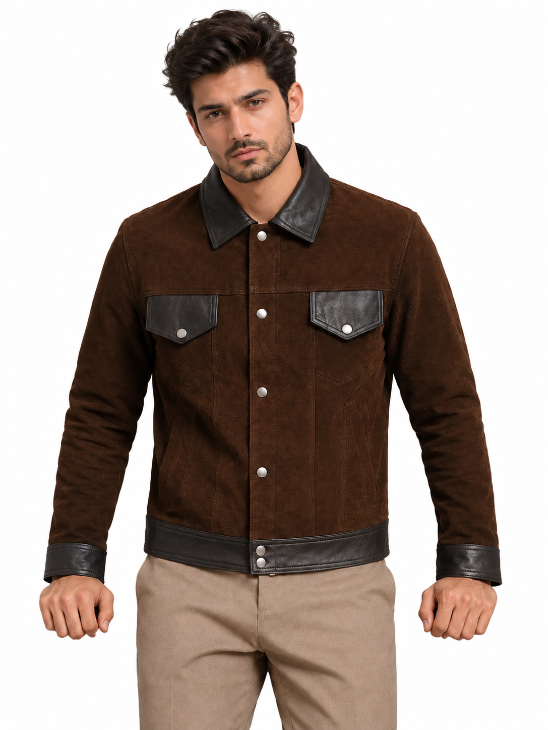 4174a6ff-0f0a-40cd-85ba-83de3e854f8a Cantras Suede Leather Biker Jacket - Image 1