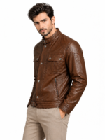Yoco Leather Biker Jacket for Men - Image 5