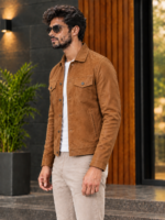 Tan Suede leather-Style jacket for men - Image 2