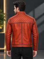 daimond Quilted Leather Jacket for men - Image 3