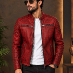 Tingle Red Leather Jacket for men