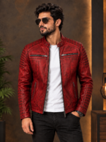 Tingle Red Leather Jacket for men
