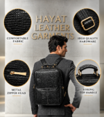 Black Leather Backpack for Men & Women - Image 2
