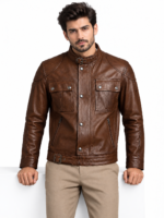 Yoco Leather Biker Jacket for Men - Image 4