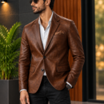 Dark Brown Slim Fit Casual Blazer for Men