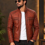 daimond Quilted Leather Jacket for men