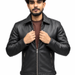 Black Leather Shirt Jacket