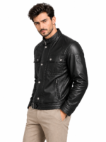 Yoco Leather Biker Jacket for Men - Image 2