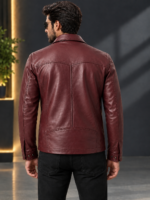 Black Quilted Leather Field Jacket - Image 6