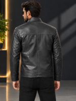 Black Quilted Leather Field Jacket - Image 2