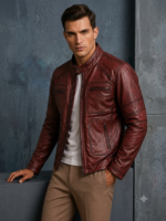 Malan Leather Jacket Zip-Up for Men - Image 2