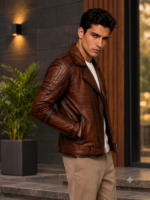 Cuban Leather Biker Jacket for Men - Image 2