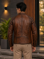 Cuban Leather Biker Jacket for Men - Image 3