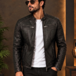 Tingle black Leather Jacket for men