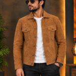 Tan Suede leather-Style jacket for men