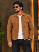 Tan Suede leather-Style jacket for men