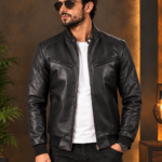 black Stylish Zip-Up Leather Jacket for Men