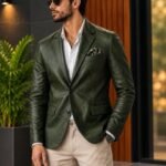 Dark Green Slim Fit Casual Blazer for Men