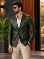 Dark Green Slim Fit Casual Blazer for Men