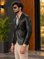 Dark Green Slim Fit Casual Blazer for Men - Image 5