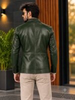 Dark Green Slim Fit Casual Blazer for Men - Image 3