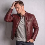 Men's Burgundy Quilted Leather