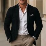 Black Suede Leather Blazer
