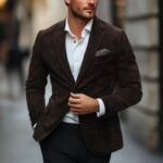 Brown Suede Leather Blazer