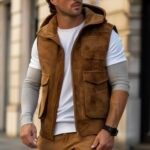 Tan Hooded Leather Vest