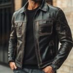 Black Leather Utility Jacket