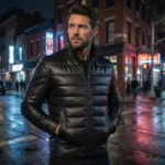 Men's Black Quilted Leather
