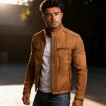 Tan Leather Racer Jacket