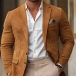 Tan Suede-Style Tailored Blazer